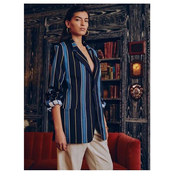 NWT Banana Republic Athletics Stripe Clubhouse Blazer XXS Academia Preppy - Picture 1 of 8